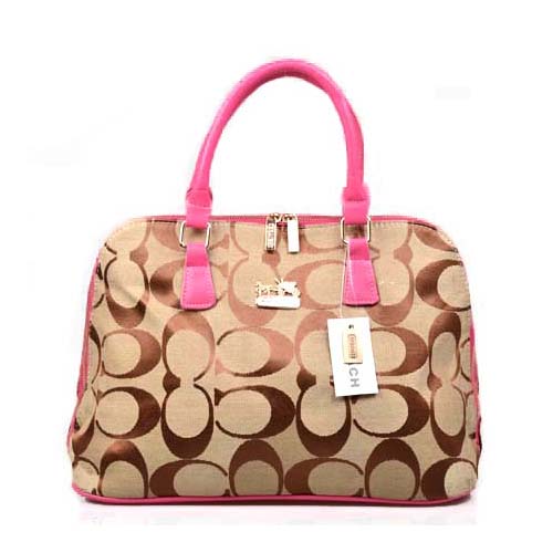 Coach Logo Monogram Large Pink Satchels DOS | Women